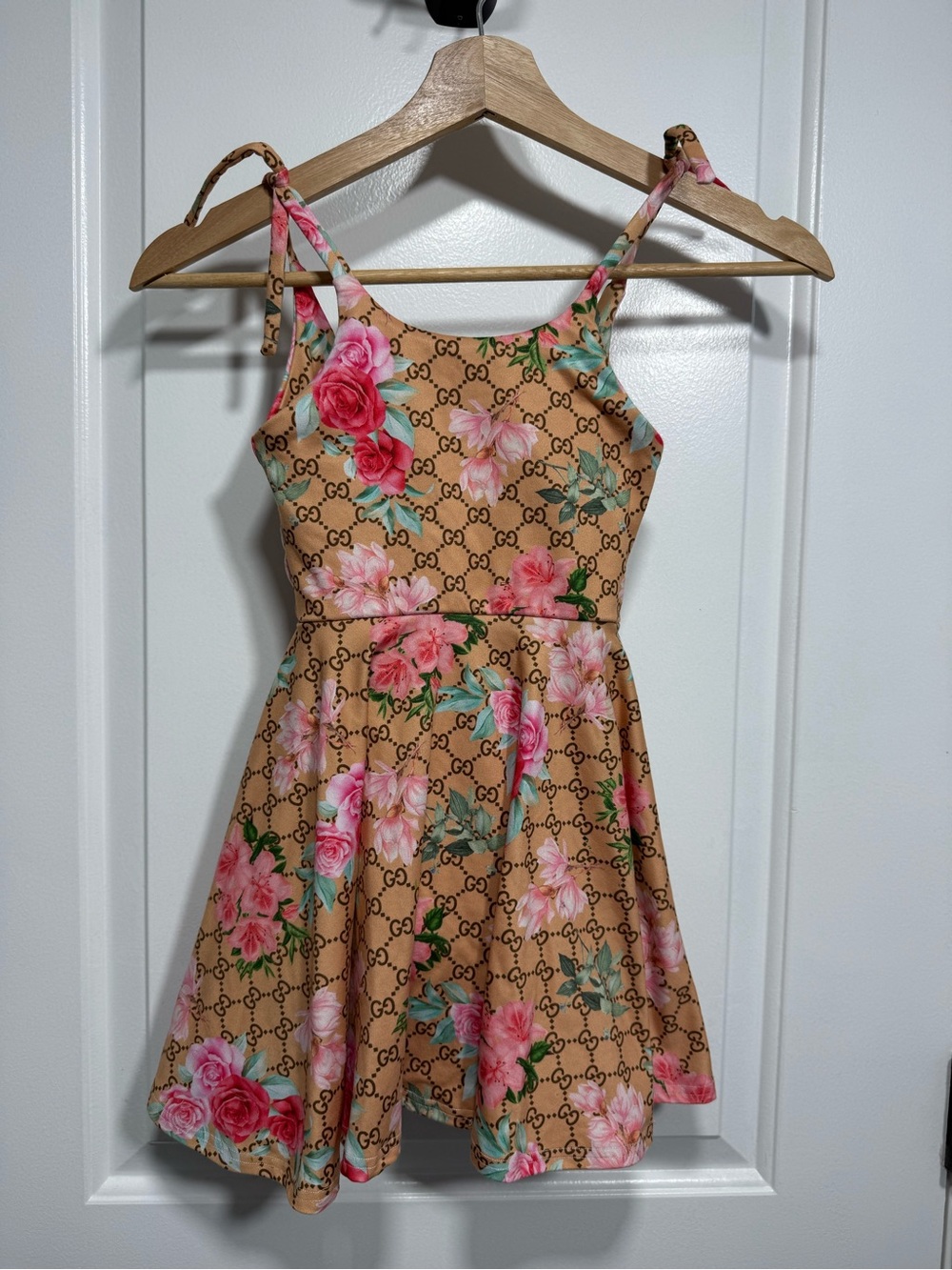 Tan Floral Girls' Dress